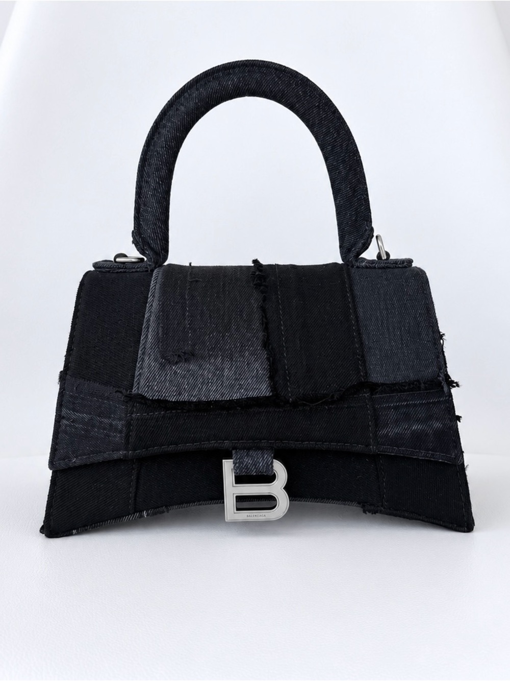 BALENCIAGA DENIM HOURGLASS TOP HANDLE BAG